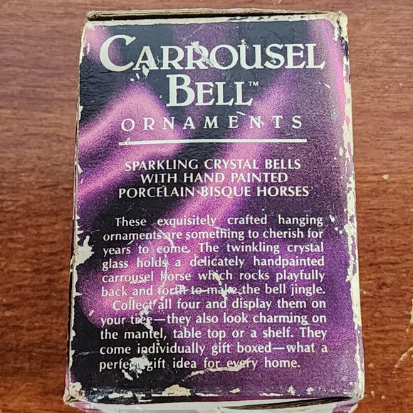 Carrousel Bell Ornaments Sparkling Crystal Bell w/Hand Painted Porcelain Horse - Picture 11 of 16